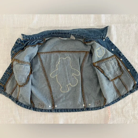 DISNEY WINNIE THE POOH embroidered denim YOUTH jean vest jacketYOUTH MEDIUM🍯